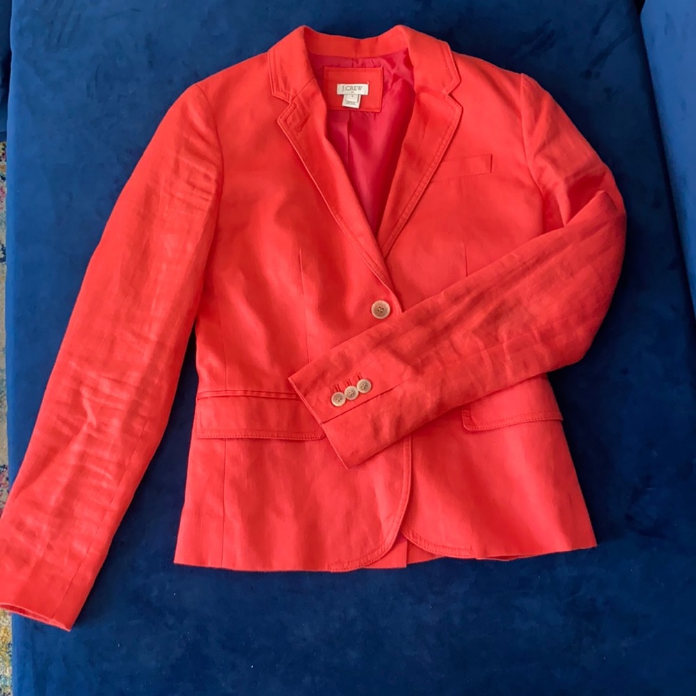 Red linen blazer